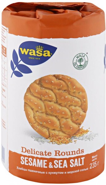 Хлебцы Wasa Delicate Rounds Sesame & Sea Salt пшеничные с кунжутом и морской солью 235 г