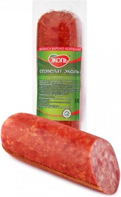 Колбаса Эколь Халяль Сервелат варено-копченая в вакууме, 400г