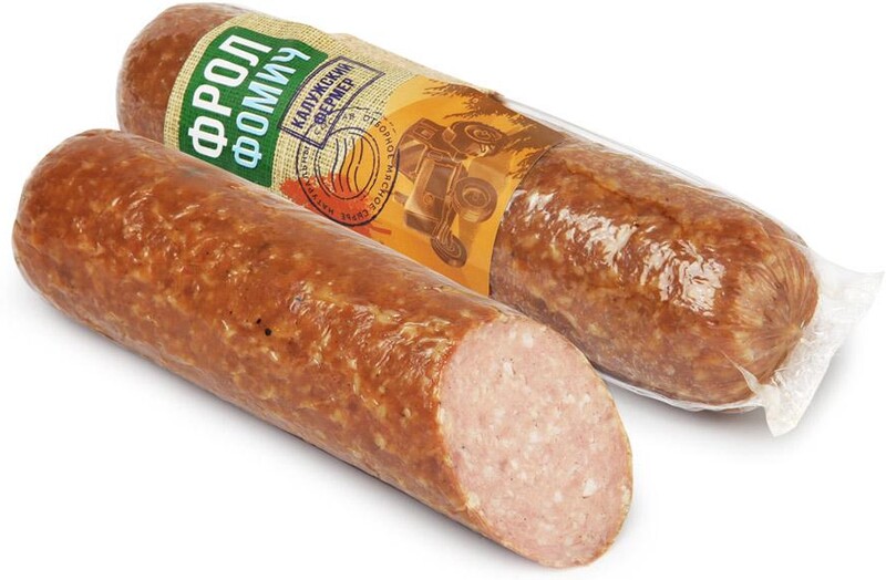 Колбаса Фрол Фомич Сервелат Финский варено-копченая 0,4кг