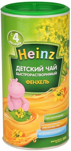 Чай Heinz быстрорастворимый с фенхелем с 4 месяцев 200 г