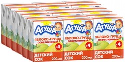 Сок Агуша с яблоком и грушей осветленный восстановленный без сахара с 4 месяцев 200 мл