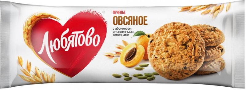 Печенье овсяное Любятово с абрикосом и тыквенными семечками 182 г