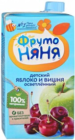 Нектар ФрутоНяня с яблоком и вишней осветленный с сахаром с 3 лет 500 мл