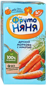 Нектар ФрутоНяня с морковью с мякотью с сахаром с 4 месяцев 200 мл