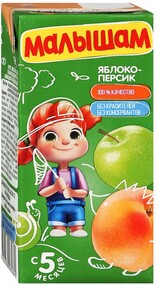Нектар Малышам с яблоком и персиком с сахаром с 5 месяцев 330 мл