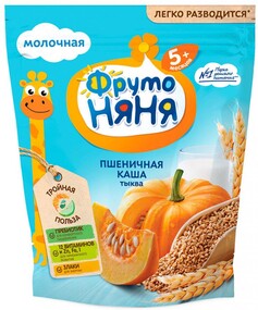 Каша пшеничная ФрутоНяня молочная быстрорастворимая с тыквой с 5 месяцев 200 г