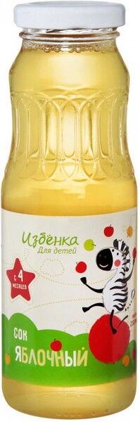 Сок Избёнка с яблоком прямого отжима без сахара с 4 месяцев 250 мл