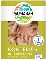 Коктейль Меридиан из морепродуктов отварной в желе с оливками и лимоном, 200г