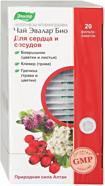 Чай Эвалар БИО для сердца и сосудов ф/п №20 по 1,5г