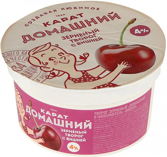 Творог Карат зерненый домашний с вишней 4% 150 г
