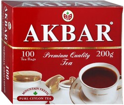 Чай Akbar Красно-белая серия черный мелкий 100 пакетиков по 2 г