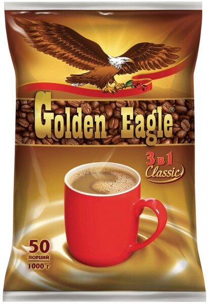 Напиток Golden Eagle Classic кофейный порционный растворимый 3 в 1 50 пакетиков по 20 г