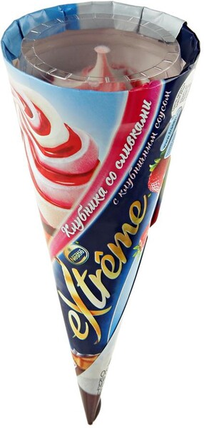 Мороженое Nestle Extreme Intriga Рожок Клубника со сливками 73 г