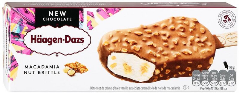 Мороженое Эскимо пломбир Haagen Dazs ванильный с орехами макадамия в молочном шоколаде 70 г