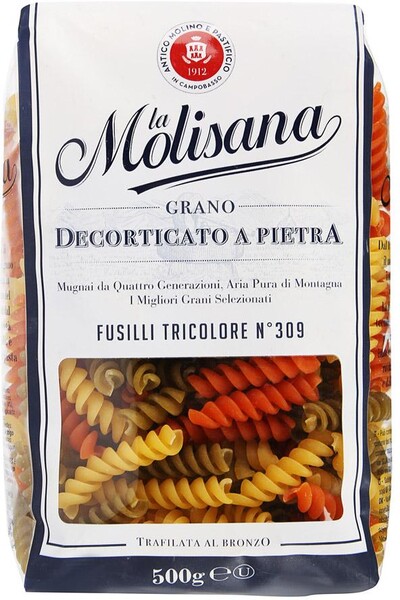 Макаронные изделия La Molisana Fusilli Tricolore (Спиральки с добавлением томатов и шпината) № 309, 500г
