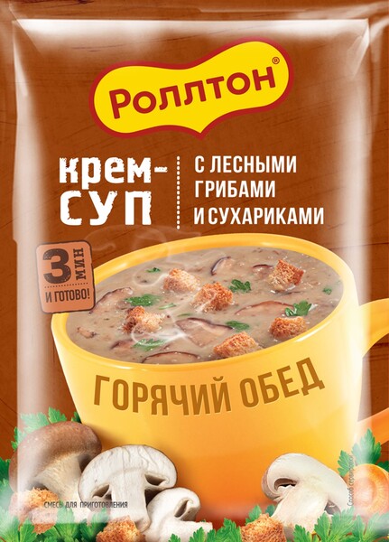 Крем-суп РОЛЛТОН с лесными грибами и сухариками, 21г Россия, 21 г