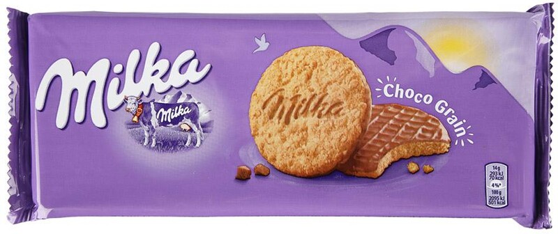 Печенье Milka с овсяными хлопьями из цельнозерновой пшеничной муки покрытое молочным шоколадом 0,126кг