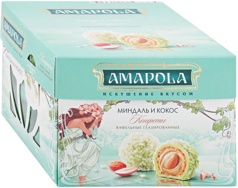 Набор конфет Amapola Миндаль и кокос вафельные глазированные 100г