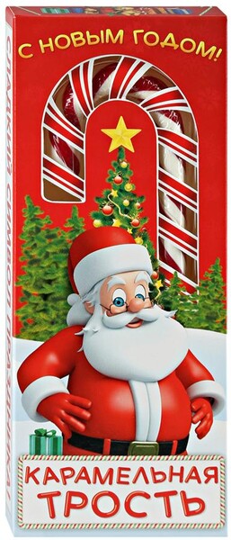 Трость карамельная Сладкая сказка большая новогодняя 40г