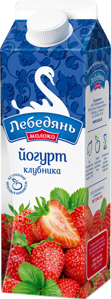 Йогурт питьевой ЛебедяньМолоко Клубника 2.5% 450г