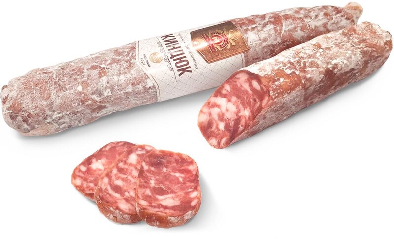 Колбаса люкс оригинальная с/к Гродненский мясокомбинат Киндюк 1 кг., оболочка