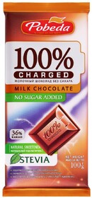 Шоколад Победа вкуса Чаржед молочный без добавления сахара, 36% какао 100г
