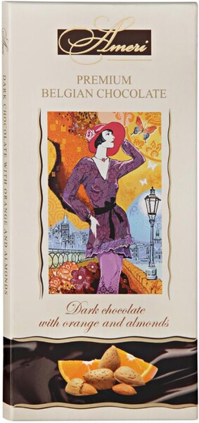 Шоколад Ameri горький 57% с миндалем и апельсином 100г