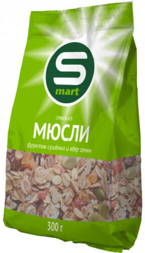 Смесь Smart из мюсли, фруктов сушеных  и семян  300 гр