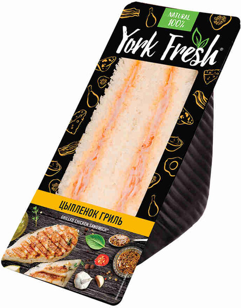 Сандвич York Fresh с цыпленком гриль в пикантном соусе 150г