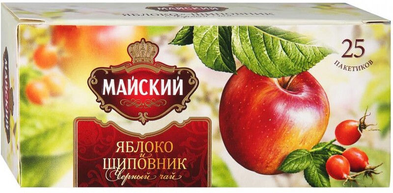 Чай Майский Яблоко-Шиповник черный 25 пакетиков по 1.5 г