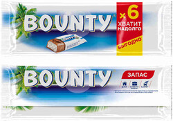 Батончик шоколадный BOUNTY с мяк кокоса покр мол шок 6 шт Россия, 165 г
