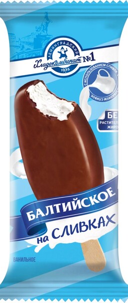 Мороженое БАЛТИЙСКОЕ Сливочное ванильное 8%, без змж, эскимо, 70г Беларусь, 70 г