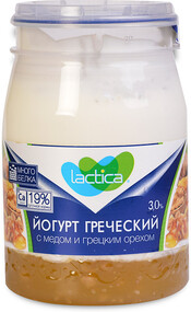 Йогурт Lactica греческий двухслойный с медом и грецким орехом 3% 190 г