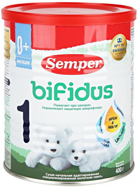 Смесь молочная сухая Semper Bifidus 1 начальная адаптированная специализированная с 0 месяцев 400 г