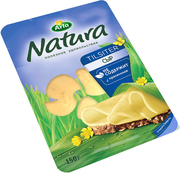 Сыр Arla Natura Тильзитер 45%, 150г нарезка