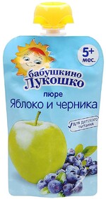 Пюре Бабушкино Лукошко с яблоком и черникой без сахара с 5 месяцев 90 г