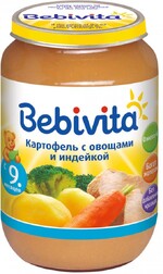 Пюре Bebivita с картофелем овощами и индейкой без сахара с 9 месяцев 190 г