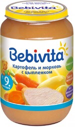 Пюре Bebivita с картофелем морковью и цыпленком без сахара с 9 месяцев 190 г