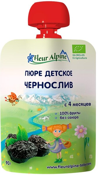 Пюре Fleur Alpine с черносливом без сахара с 4 месяцев 90 г