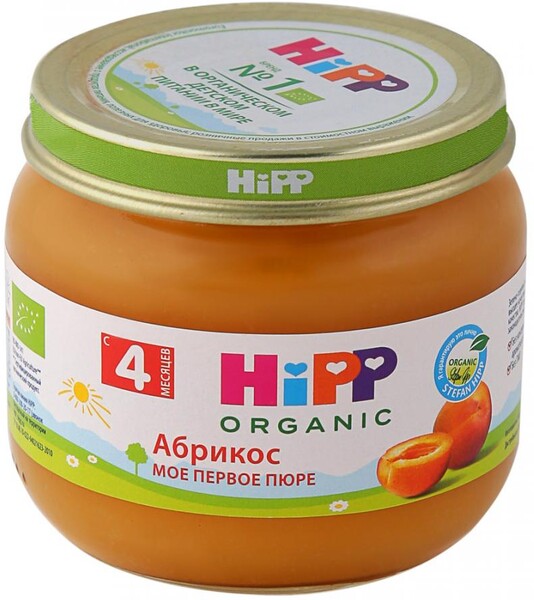 Пюре Hipp Organic с абрикосом с сахаром с 4 месяцев 80 г