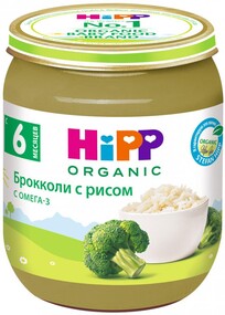 Пюре Hipp Organic с брокколи и рисом с Омега-3 без сахара с 6 месяцев 125 г