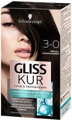 Краска стойкая для волос 3-0 Черно-каштановый Schwarzkopf Gliss Kur Уход & Увлажнение