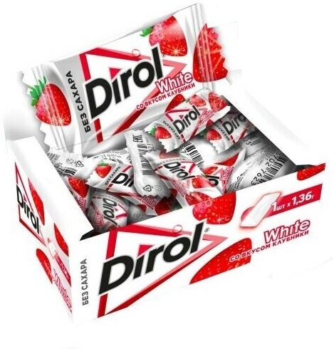 Жевательная резинка Dirol White со вкусом клубники, 1,36 гр., флоу-пак