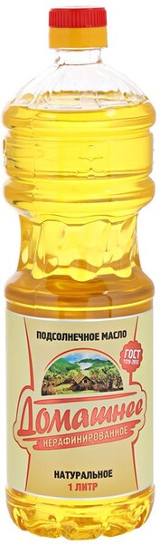 Масло Домашнее подсолнечное нерафинированное, 1л