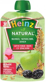Пюре Heinz Natural с яблоком черносливом и злаками без сахара с 6 месяцев 90 г