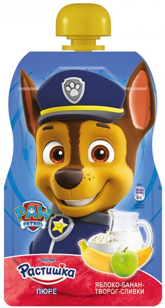 Пюре Растишка фруктовое Яблоко Банан Творог для питания детей с 8 месяцев 85 г