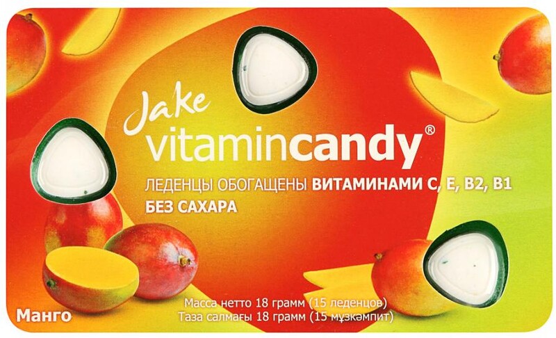 Леденцы Jake Vitamincandy Манго без сахара обогащенные витаминами 18г