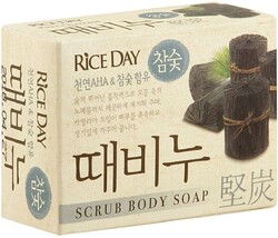 Туалетное мыло-скраб древесный уголь 100г RICE DAY LION