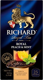 Чай черный RICHARD Royal Peach&Mint арома, 25пак Россия, 25 пак