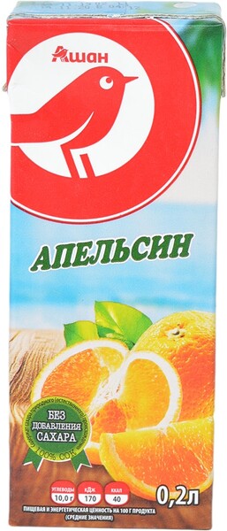 Сок АШАН апельсиновый с 3 лет, 200 мл